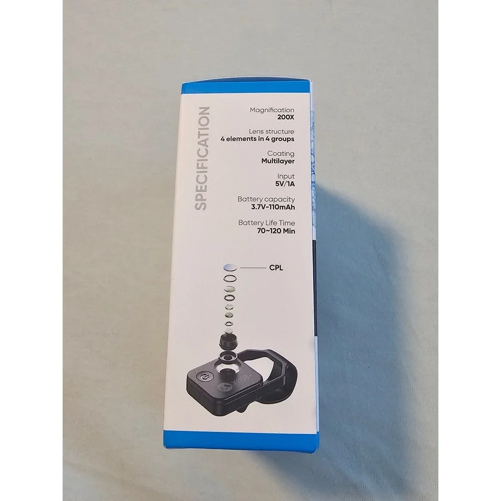 200x Smartphone Microscope Lens with CPL HD Magnification Clip-On Portable Black